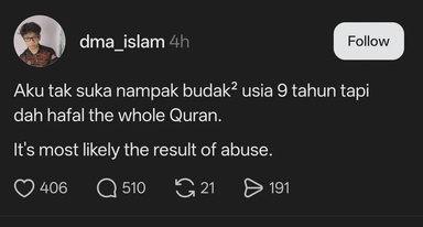 “Aku Tak Suka Budak Hafal Al-Quran, Rasa Macam Kesan ‘Abuse'” – DMA Islam