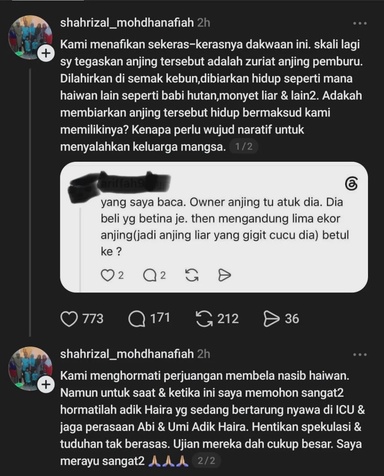 “Kenapa Perlu Wujud Naratif Salahkan Keluarga Mangsa” – Pak Cik Saudara Adik Haira Bersuara Mengenai Dakwaan NGO Pencintan Haiwan