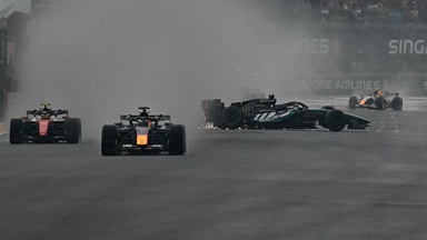 Max Verstappen wins Singapore Grand Prix sprint race as George Russell crashes out from lead