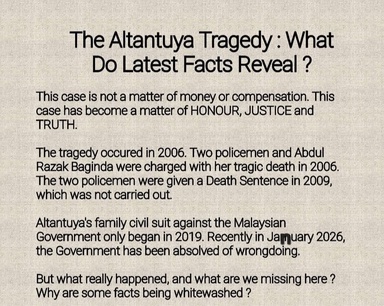 The Altantuya Tragedy : What Do Latest Facts Reveal ?