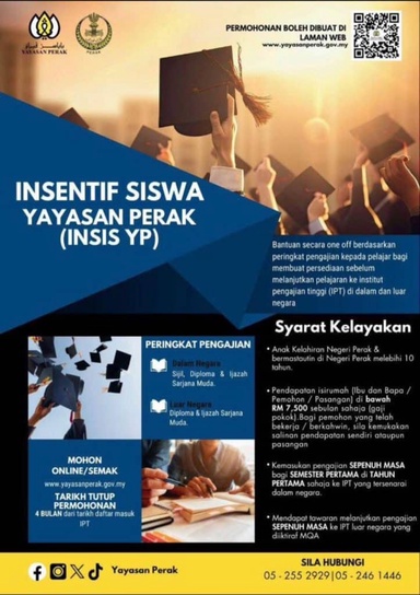 INSIS YP: Permohonan Insentif Siswa Yayasan Perak 2026