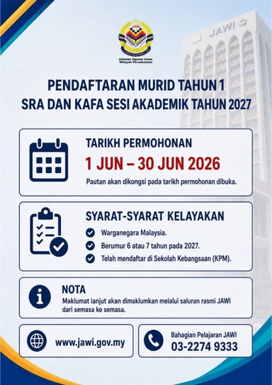 Pendaftaran SRA & KAFA JAWI Sesi Akademik 2027