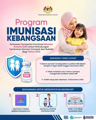 Vaksin Measles Rubella (MR): Maksud, Kelayakan, & Cara Tempahan Slot