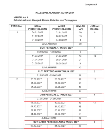Cuti Sekolah 2027 – Kalendar Akademik & Cuti Perayaan (Cuti Tambahan KPM)