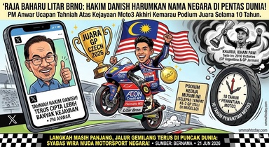 Penantian 10 Tahun Berakhir: PM Anwar Ucap Tahniah Kepada Hakim Danish Muncul Juara GP Czech