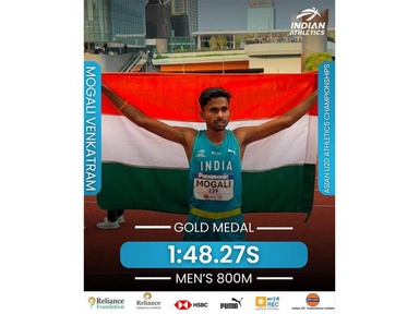 Asian U20 Athletics Championships: Mogali Venkatram wins gold in men's 800m event