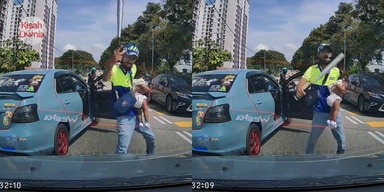 “You Tak Bagi Signal!” Bapa Dukung Anak, 4X Hayun Bat Besbol Pada Kereta Wanita