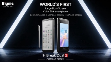 The Bigme HiBreak Dual 2 is a smartphone with an eInk screen in front, LCD screen behind