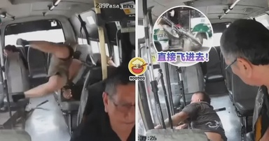 【天外飞仙!✨】男子骑Motor撞上巴士,巴士司机忘记关门『救了他一命』!(内有Video)