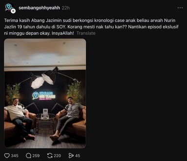 Bapa Nurin Jazlin ‘Cancel’ Podcast Dengan Abang Crime Dan Beralih Ke Sembang Oh Yeah? Ini Penjelasan Tuan Badan