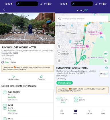 ChargEV在怡保双威迷失乐园酒店部署交流和直流充电桩