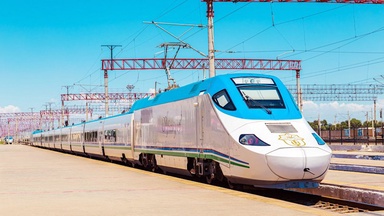 On board the European high-speed train zooming through Central Asia’s desert