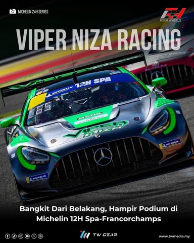 Viper Niza Racing Bangkit Dari Belakang, Hampir Podium di Michelin 12H Spa-Francorchamps