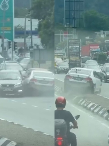 [VIDEO] Pemanduan ala GTA, kereta langgar ‘divider’