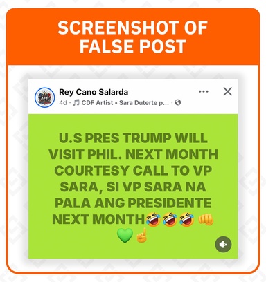 FACT CHECK: No report of Trump courtesy call on Sara; Marcos remains president