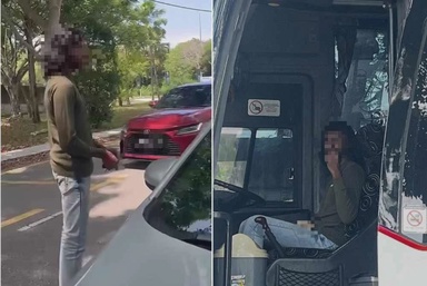 Abang bas tunjuk ‘jari tengah’ diburu polis