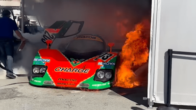 Legendary Mazda 767B Prototype Bursts Into Flames in Laguna Seca Paddock