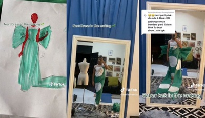 Image from: Political Haute Couture: Fashion Graduate Making Red Carpet Dresses From Political Party Flags Add Spark For #GE15