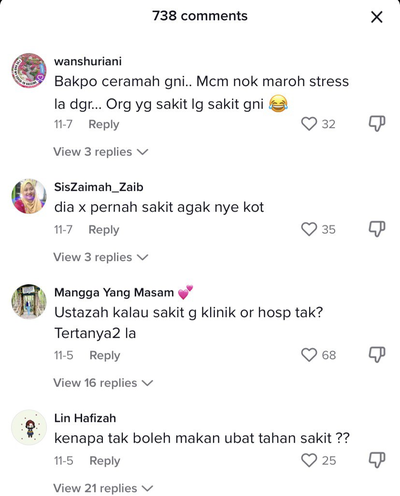 Image from: “Eating painkiller is a sin” - Religion riding Ustazah were advised to stop spreading misinformation using religion