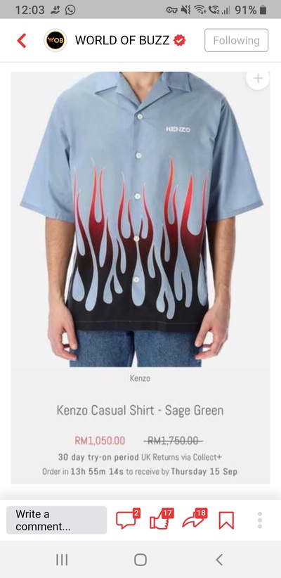 Image from: PM Ismail "Bapa Fesyen Malaysia" fond of Burberry in a design by Kenzo at discounted price of RM1050