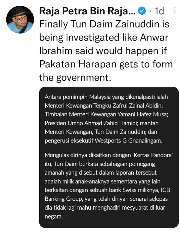 Image from: Luring our local Howard Hughes (Daim) to MACC is an achievement for Anwar who promised to bring Pandora's list to light