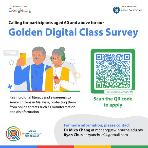 Image from: Golden Digital Class Campaign: Calls For Senior Citizens In Malaysia To Participate In Survey