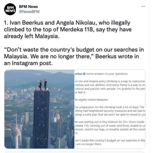 Image from: Illegally Climbing Merdeka 118: A Mockery of Malaysia’s Sovereignty