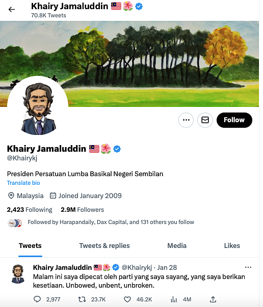 Image from: "Unbowed, Unbent, Unbroken”, Tweeted Khairy Jamaluddin After Sacked By UMNO. Game Of Thrones Come To Mind