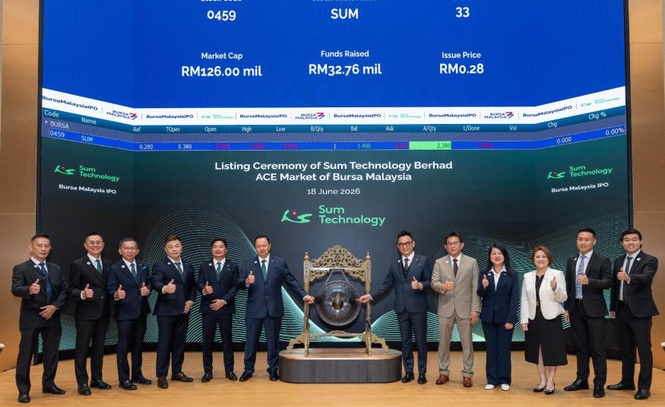 Image from: Saham SUM Technology melonjak 43% pada permulaan dagangan di Pasaran ACE, dibuka 40 sen berbanding harga IPO 28 sen