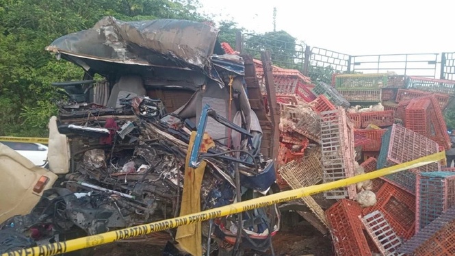 3 Maut Lori Bawa Ayam Rempuh Treler Parkir Di Bahu Jalan