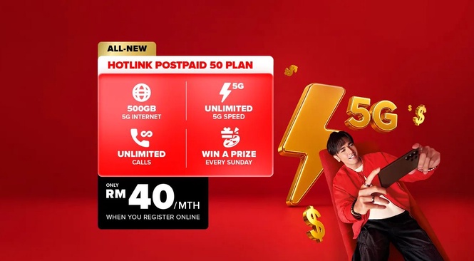 Hotlink perkenal pelan Postpaid 50 baharu dengan 500GB data pada harga RM50/bulan