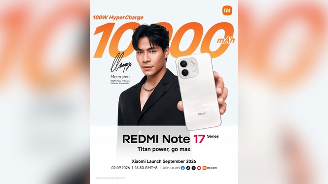 Siri Redmi Note 17 akan tiba di Malaysia 2 September dengan bateri gergasi 10,000mAh