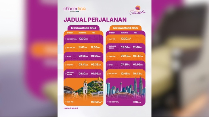 KTM tawar tambang sehala eksklusif RM375 ke Hat Yai dengan Mysawasdee!