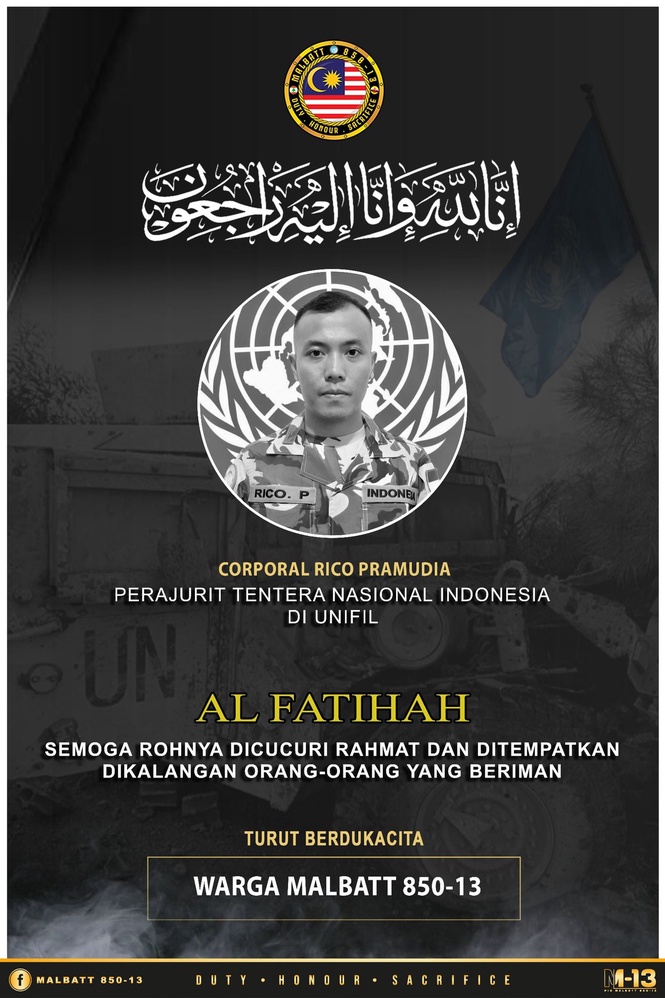 Image from: Anggota UNIFIL Indonesia Meninggal Dunia Selepas Cedera Dalam Letupan