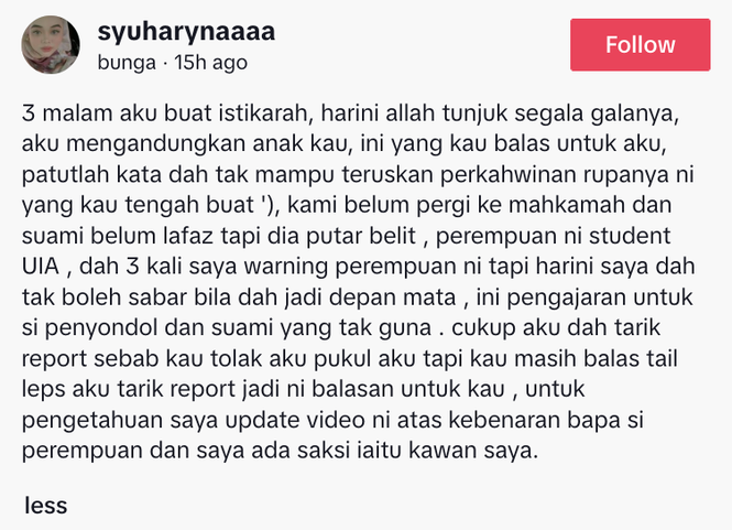 Image from: Baru 2 Jam Kantoi Curang, Isteri Hamil Cekup Suami ‘Dinner’ Dengan Penyondol Sama