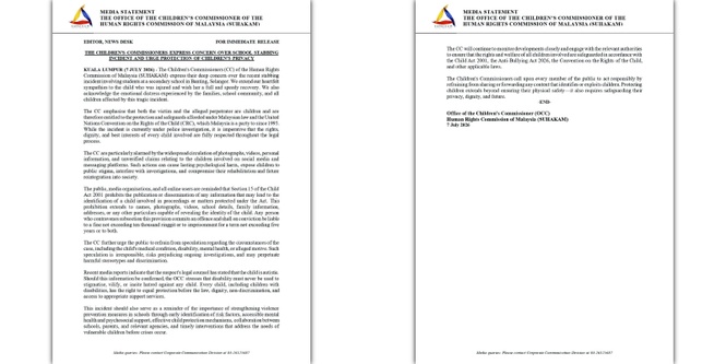 Image from: Kes Sekolah Di Banting: Jangan Sebar Identiti Pelajar, Boleh Didenda RM10,000 -SUHAKAM