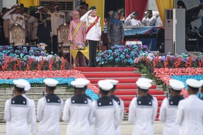 Image from: Majestic Display of Honour: King Sultan Ibrahim Presides Over Trooping of the Colours Ceremony