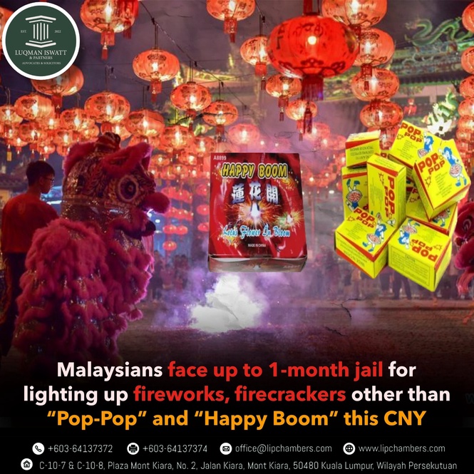 Image from: Malaysians face up to 1-month jail for lighting up fireworks other than “Pop-Pop” and “Happy Boom” this CNY