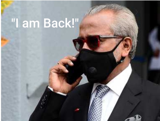 Image from: "I am back" says Shafee after a catchphrase used by Arnold Schwarzenegger "I'll be back".