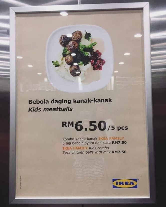 Image from: IKEA offering kids meatballs or bebola daging kanak-kanak RM6.50 for 5pcs