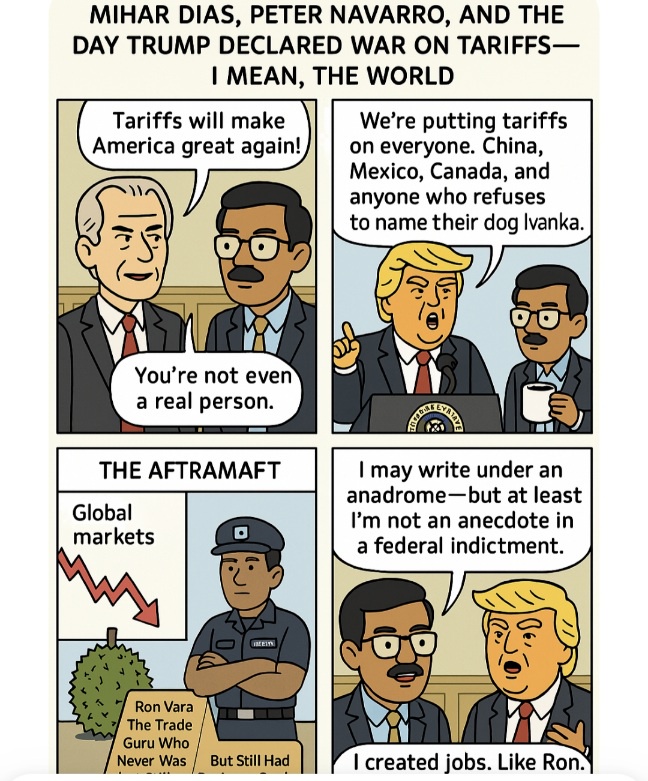 Image from: (Humour) Mihar Dias, Peter Navarro, and the Day Trump Declared War on Tariffs — I Mean, the World