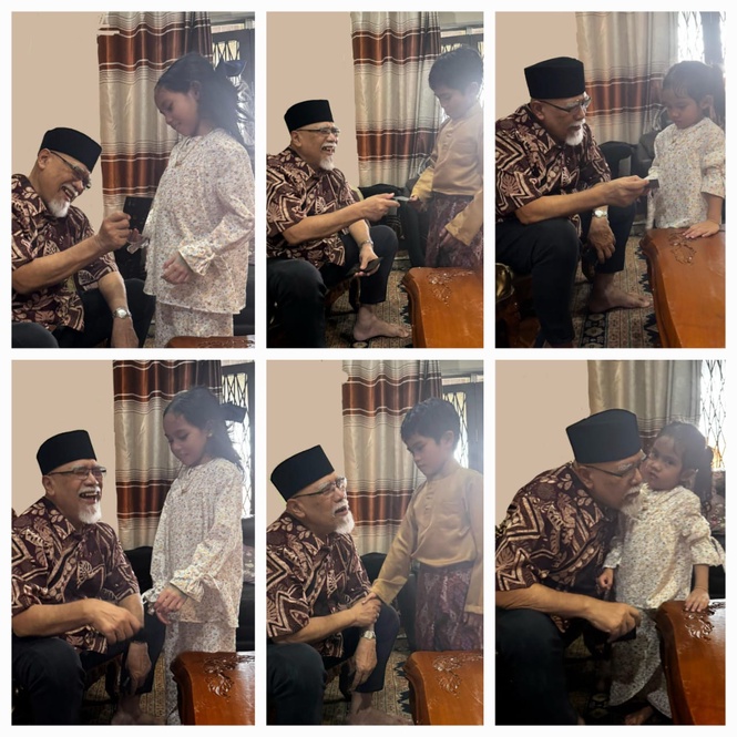 Image from: 3rd generation looked adorable in their Baju Raya, embracing festive spirit & receiving gifts from the elderly #RAYA2025