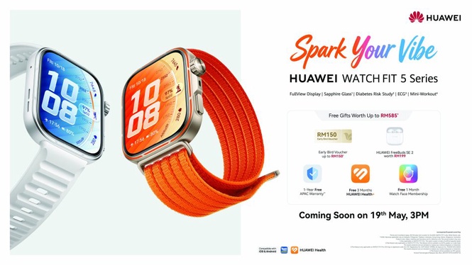 Image from: Siri Huawei Watch Fit 5 Bakal Tiba Di Malaysia Pada 19 Mei 2026 – Watch Ultimate Spring Edition Turut Diperkenalkan