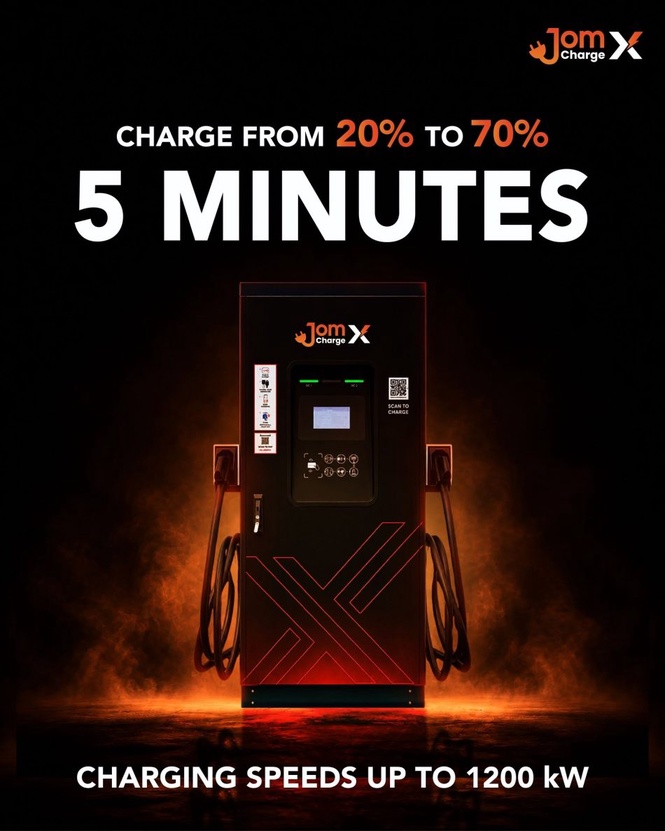 Image from: Pengecas JomChargeX Hingga 1200kW Dilancarkan – 20% Ke 70% Dalam Masa 5 Minit