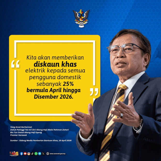 Image from: Diskaun Bil Elektrik Sarawak 25% – April Hingga Disember