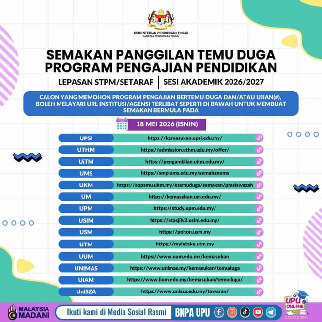 semakan temuduga upu