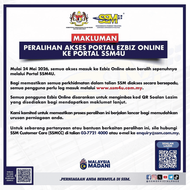 Image from: SSM4U – Portal Baru Menggantikan Ezbiz Online