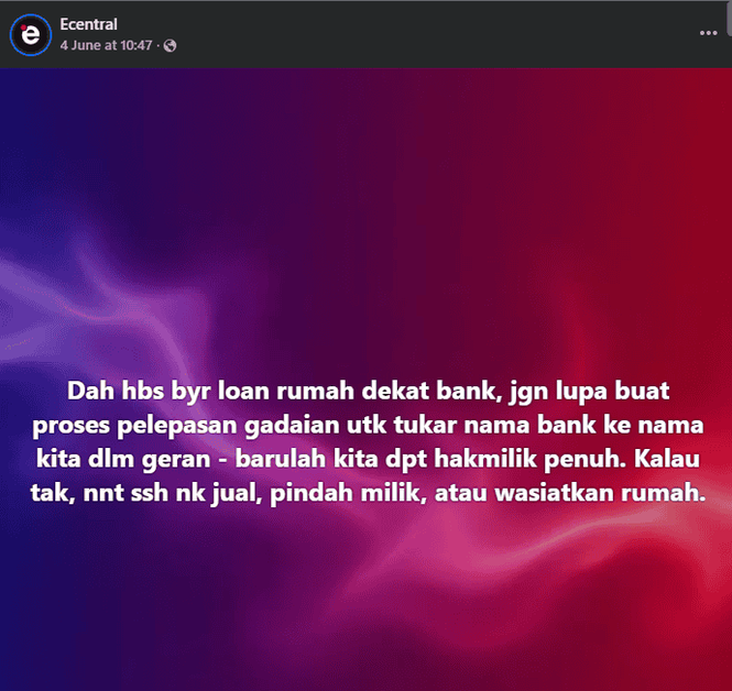Pelepasan Gadaian Rumah