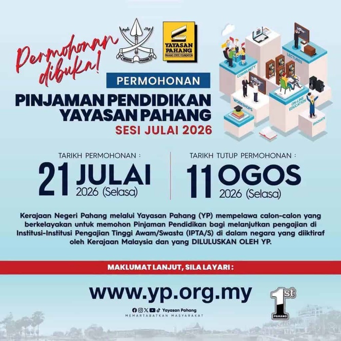 Image from: Permohonan Pinjaman Pendidikan Yayasan Pahang 2026
