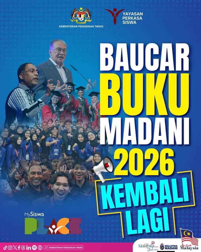 Image from: Pelajar IPT, Baucar Buku Madani 2026 Boleh Ditebus Bermula 15 Julai!